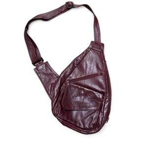 Genuine leather purple crossbody bag